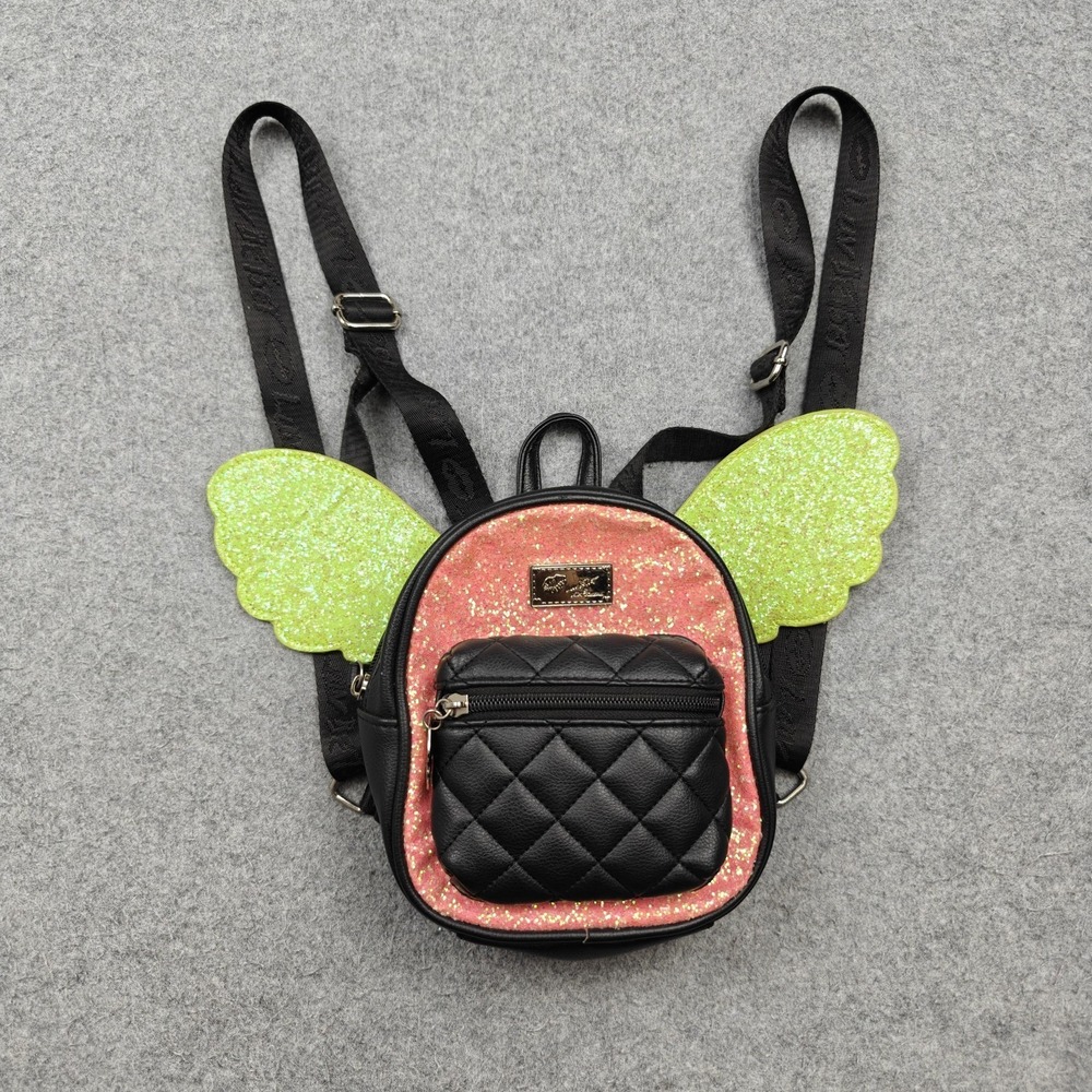 Luv Betsey Backpack Womens Small Multicolor Glitter Fairy Wings Quilted Pocket